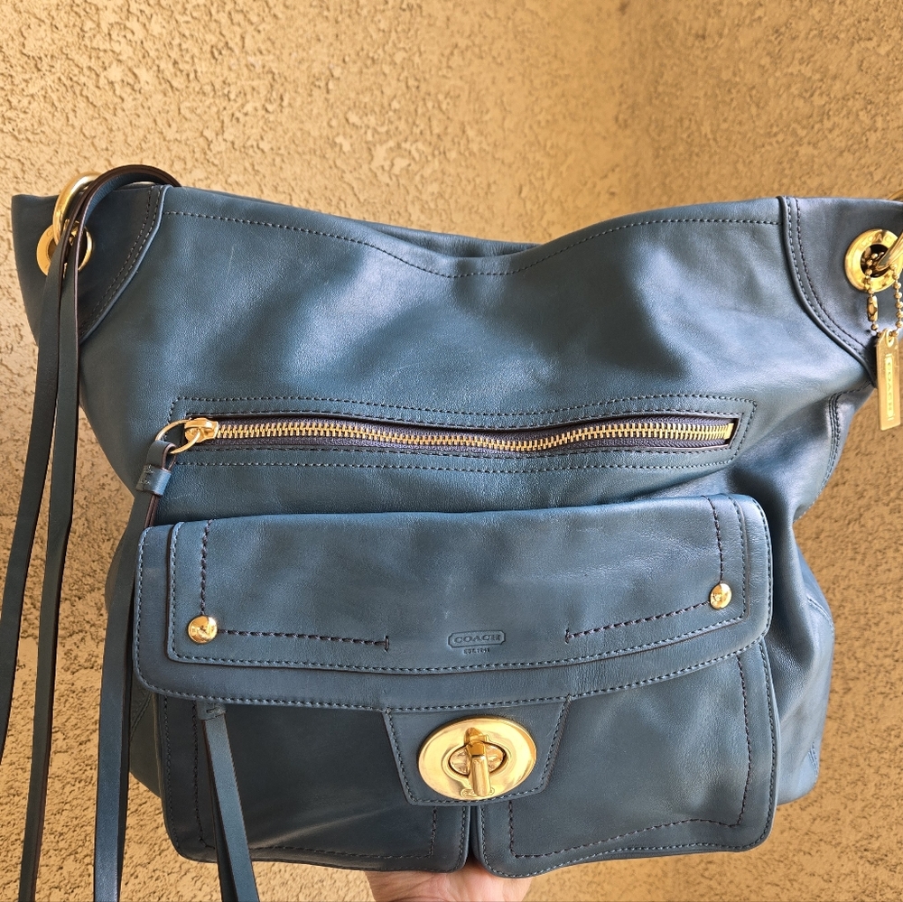 Coach Hampton 12459 Lyndsey Lyndsay Lindsey Teal Aqua Blue Green Bag Purse Tote